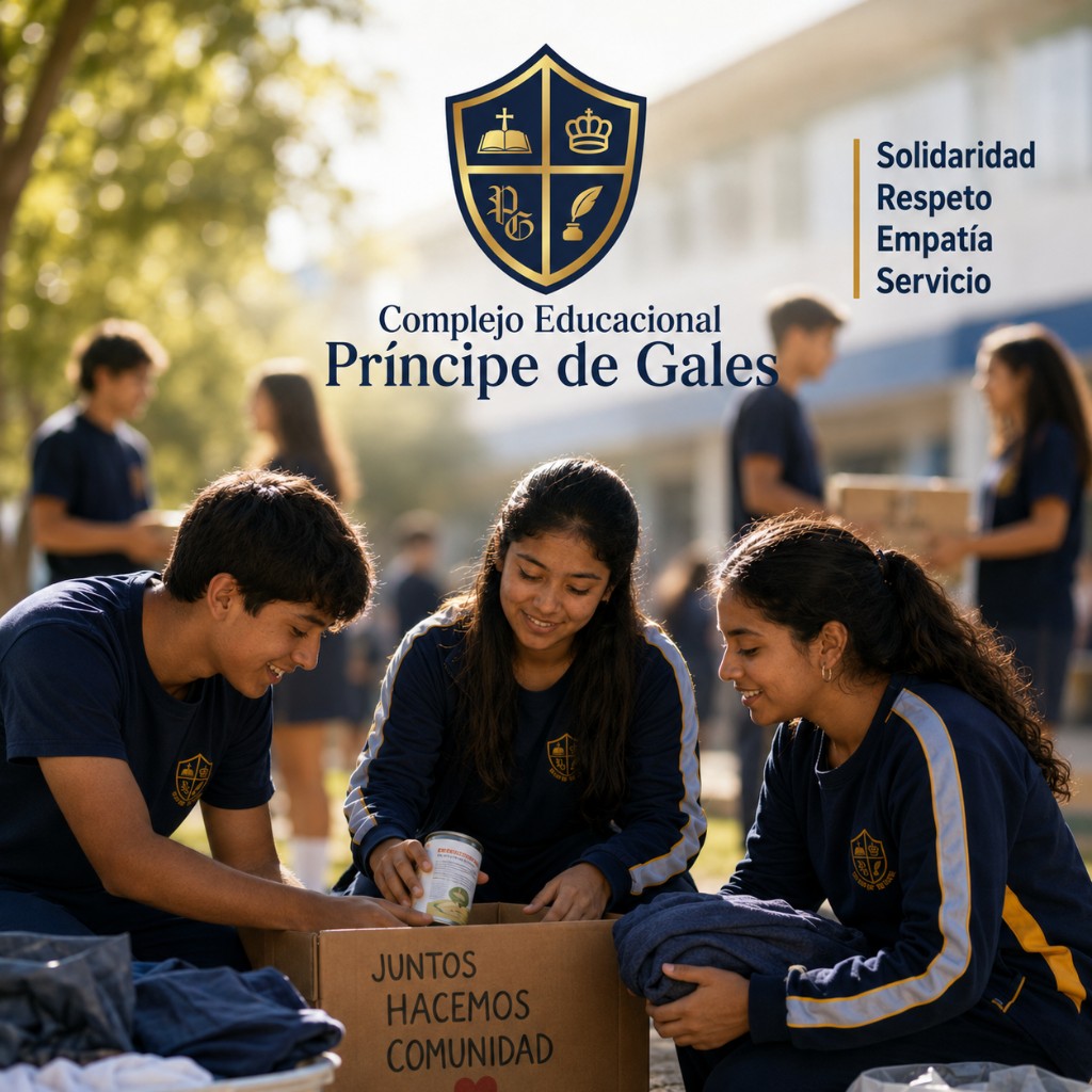 Estudiantes del Complejo Educacional Príncipe de Gales en actividad de solidaridad comunitaria